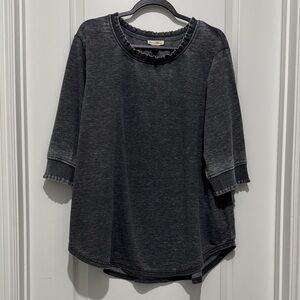 Jane and Delancey Charcoal Gray 3/4 sleeve top - 1x -NWT